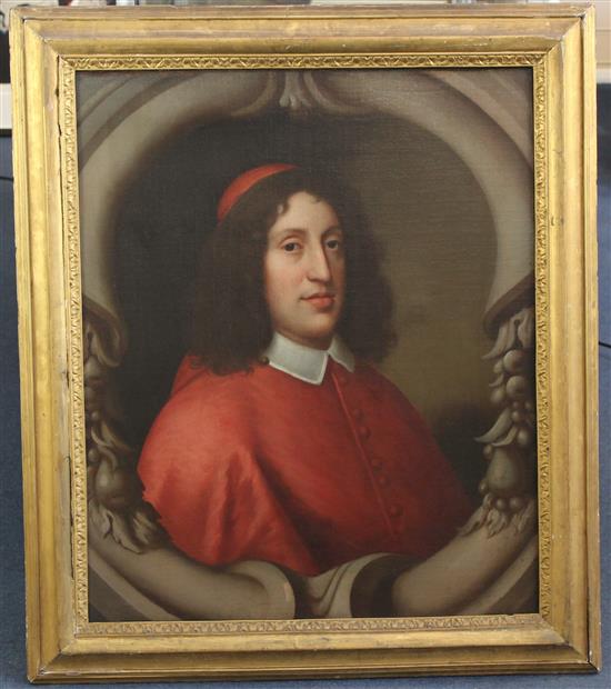 18th century English School Portrait of a Cardinal, 30 x 25in.